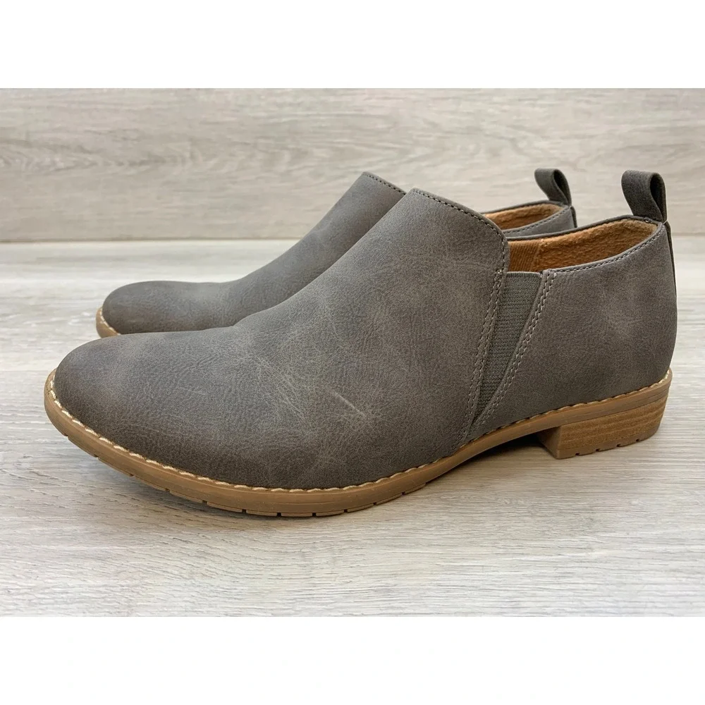 EuroSoft by Sofft Women's Grey Slip On Ankle Booties Low Block Heel 8.5 Shoes
